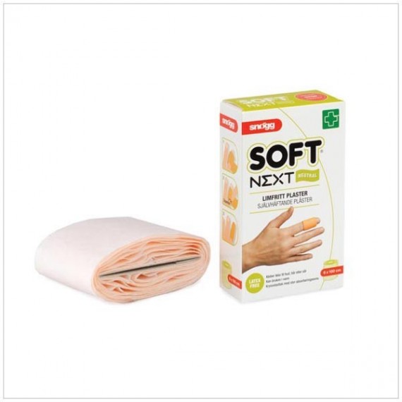 Snøgg Soft Next 6cmx1m er et lateksfritt og limfritt selvheftende plaster.