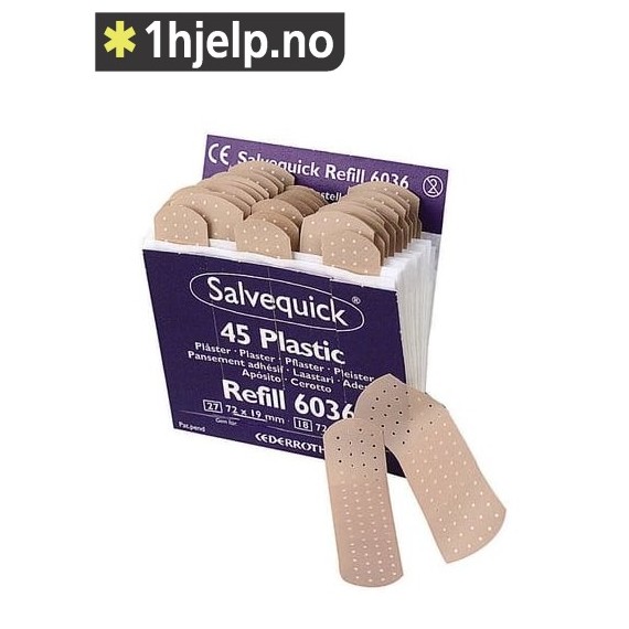 Salvequick plastplaster, eske a 6 innsatser, 6036