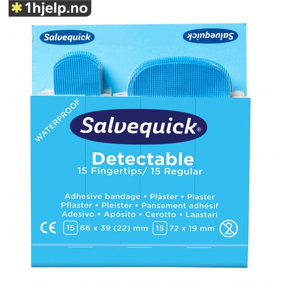 Plaster Salvequick fingertipp blå, 6754CAP, 6stk