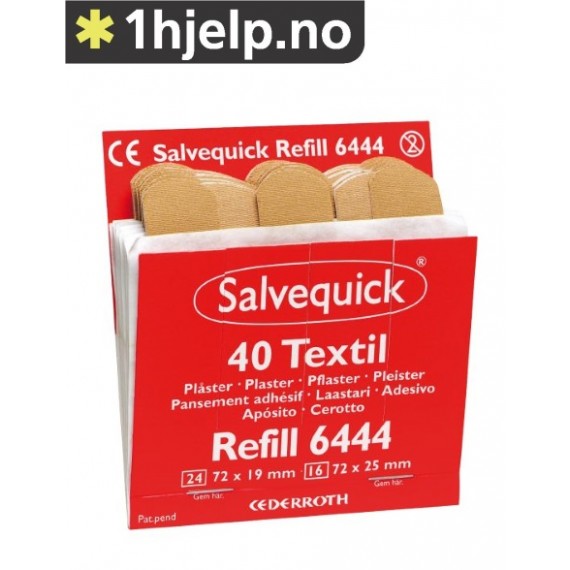 Salvequick Tekstilplaster, eske a 6 innsatser, 6444