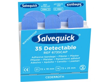 Salvequick plaster næringsmiddel blå 6735CAP,6stk