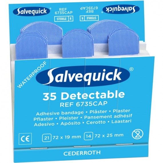 Salvequick plaster næringsmiddel blå 6735CAP,6stk